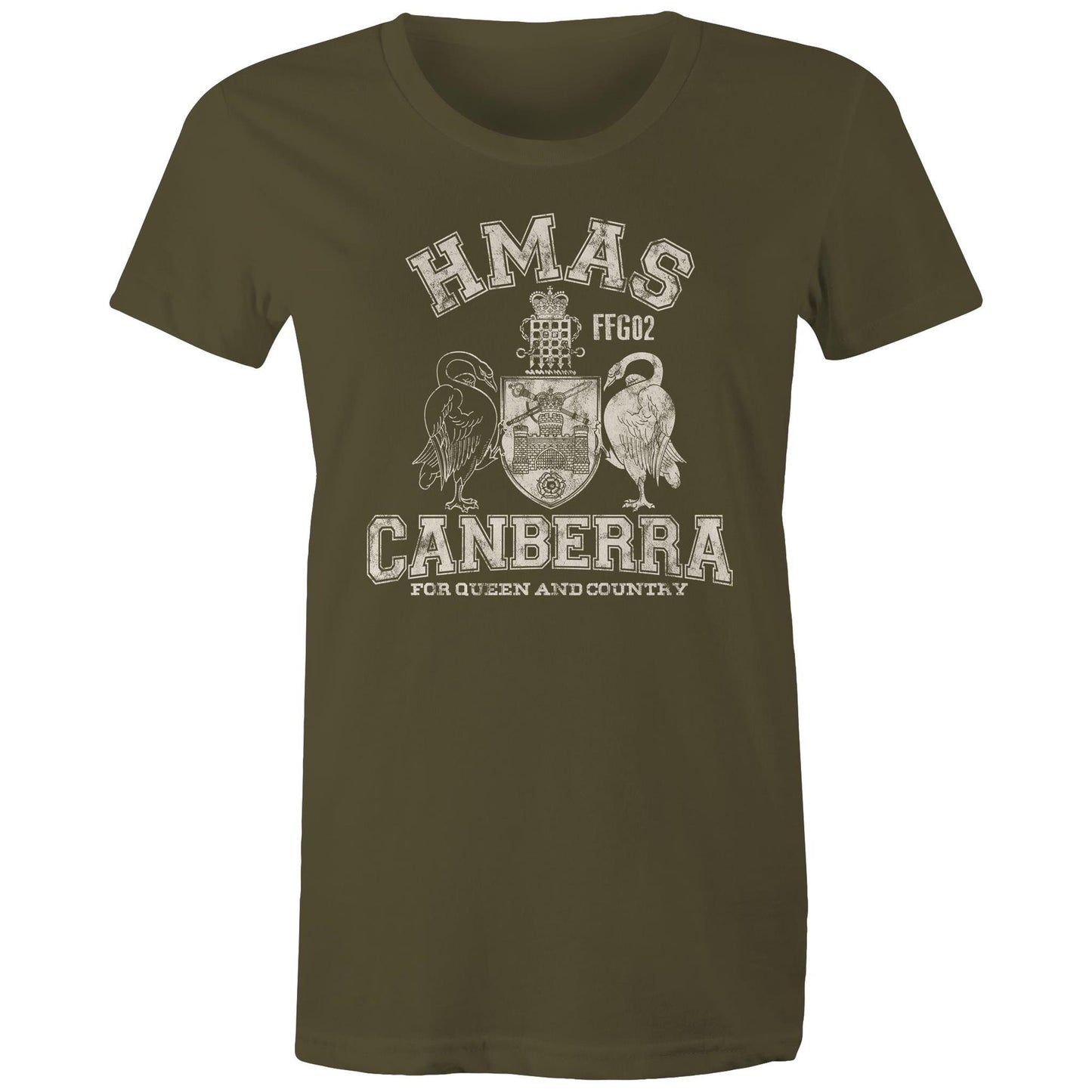 HMAS Canberra (II) FFG02 Women's T-shirt (style Alpha, white)