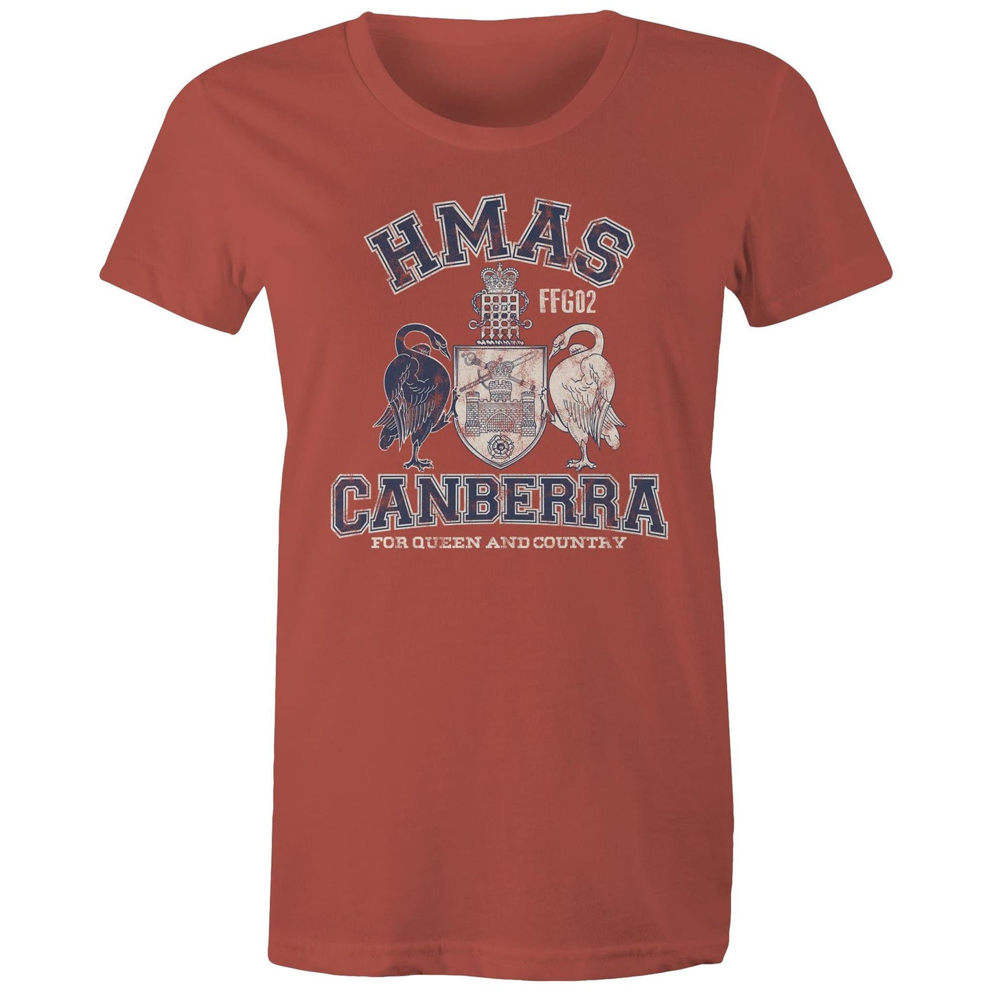 HMAS Canberra (II) FFG02 Women's T-shirt (style Alpha, blue)