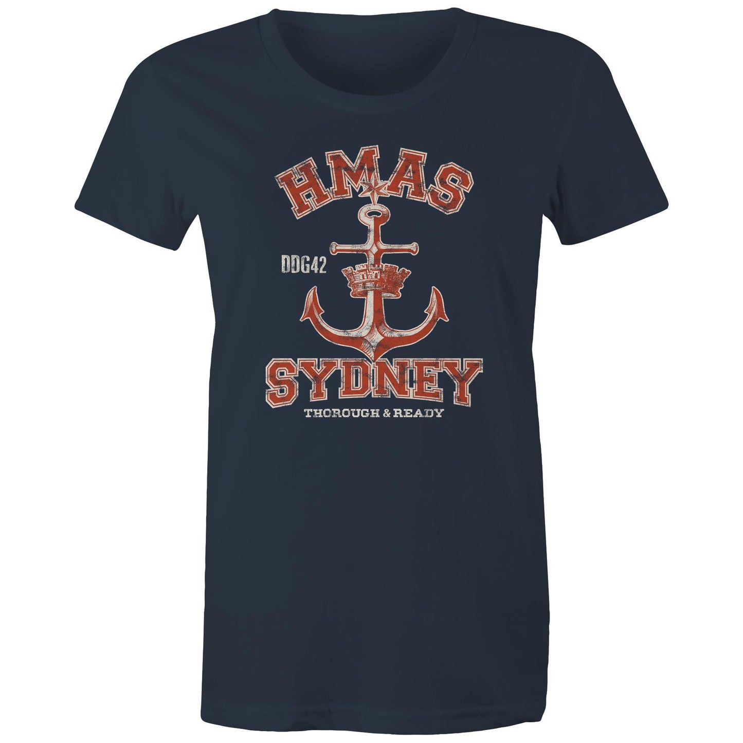 HMAS Sydney (V) DDG42 Women's T-shirt (style Alpha, colour)