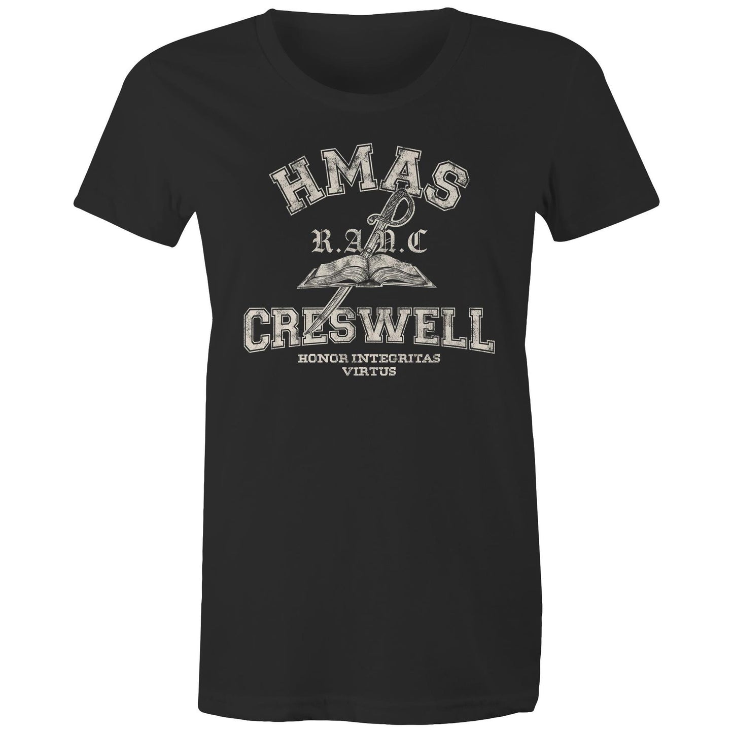 HMAS Creswell Women's T-shirt (style Alpha, white)