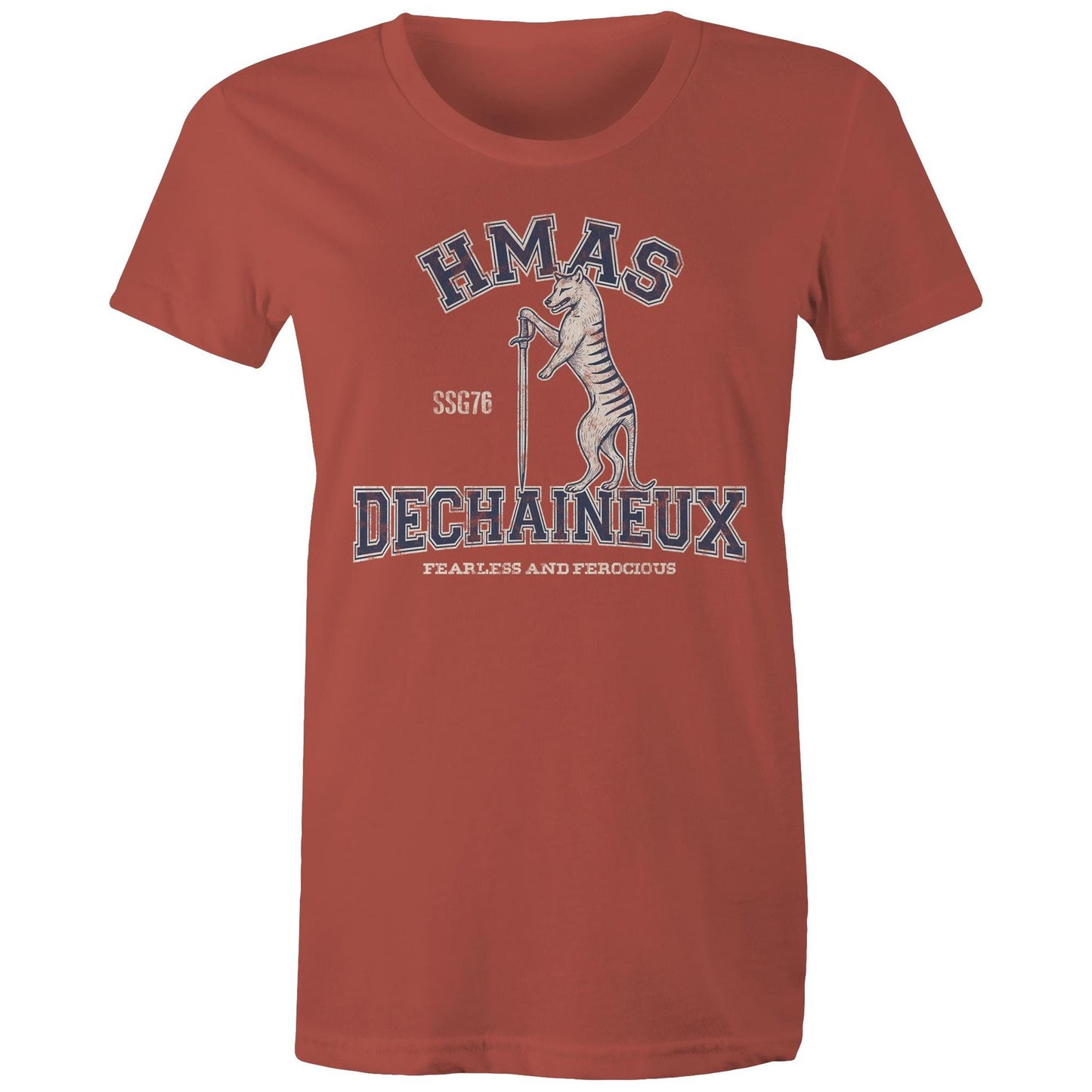 HMAS Dechaineux SSG76 Women's T-shirt (style Alpha, blue)