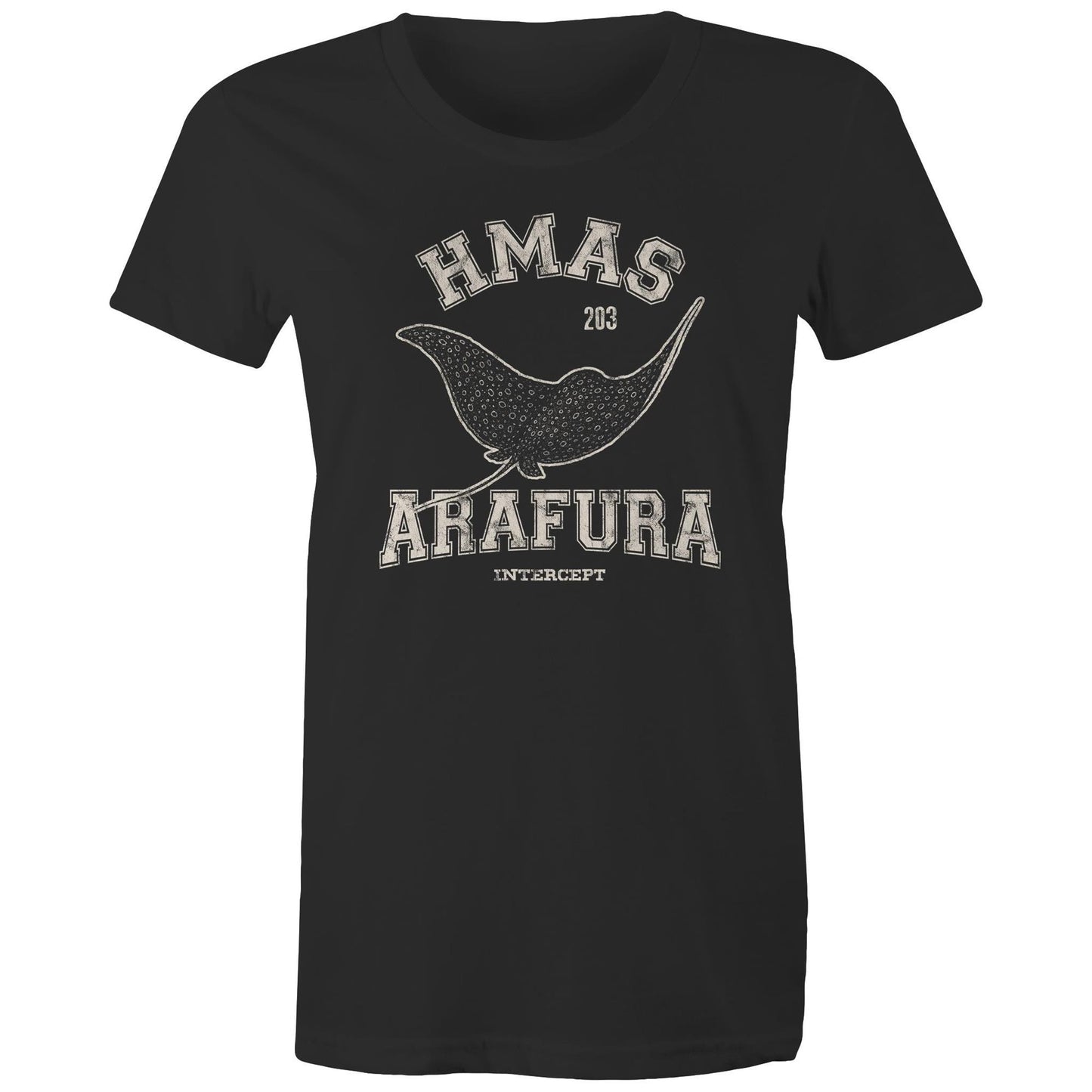 HMAS Arafura OPV203 Women's T-shirt (style Alpha, white)