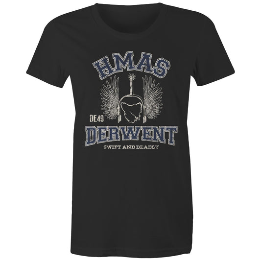 HMAS Derwent DE49 Women's T-shirt (style Alpha, blue)