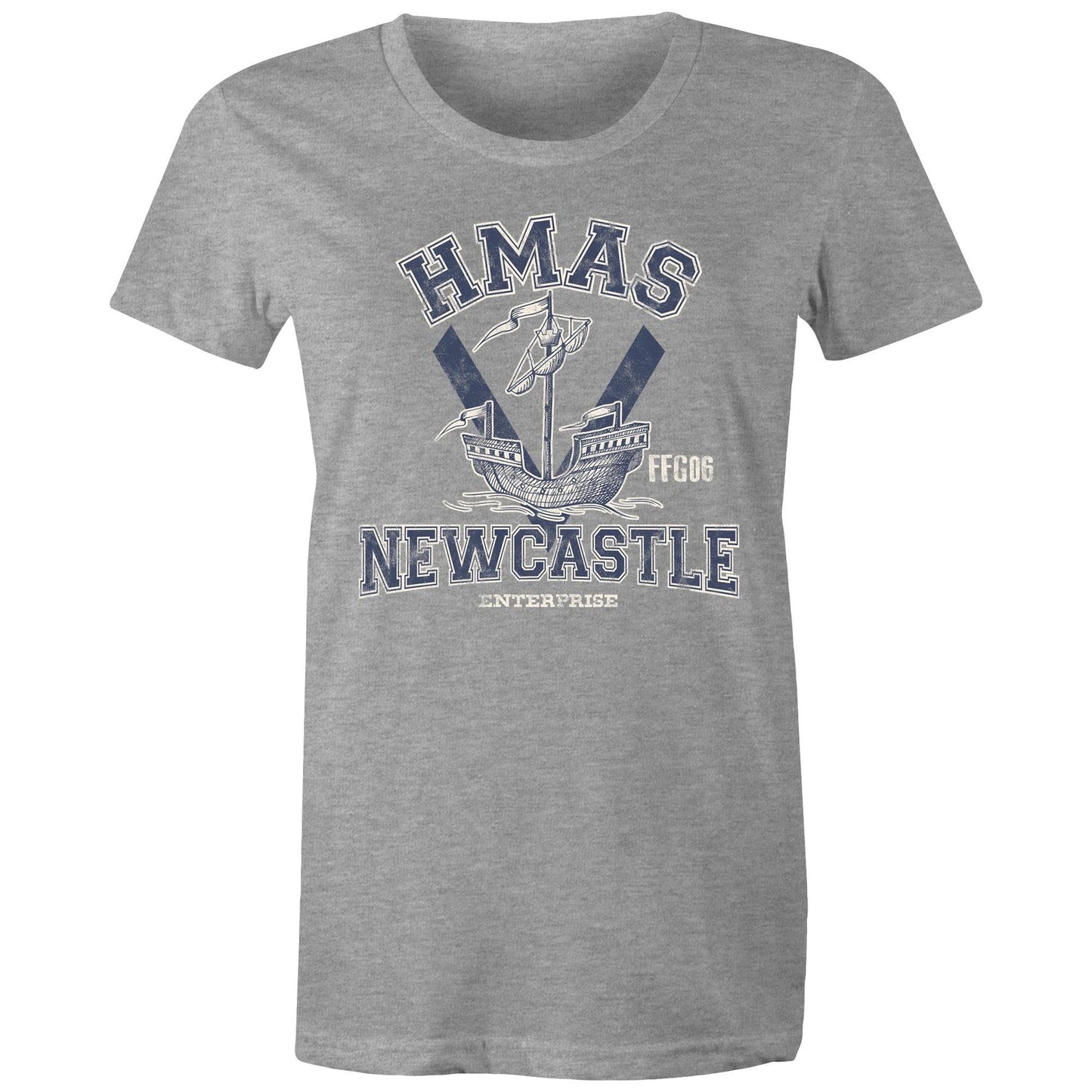 HMAS Newcastle FFG06 Women's T-shirt (style Alpha, blue)
