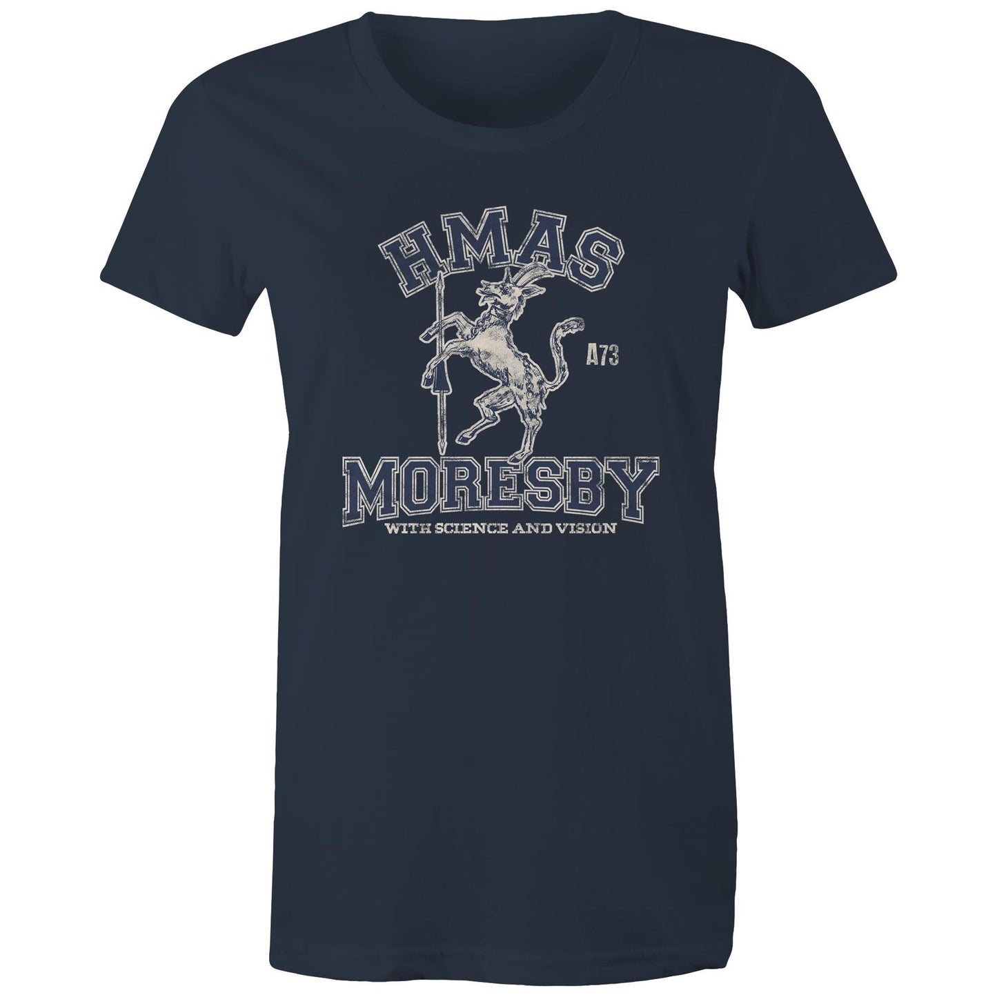 HMAS Moresby (II) A73 Women's T-shirt (style Alpha, blue)