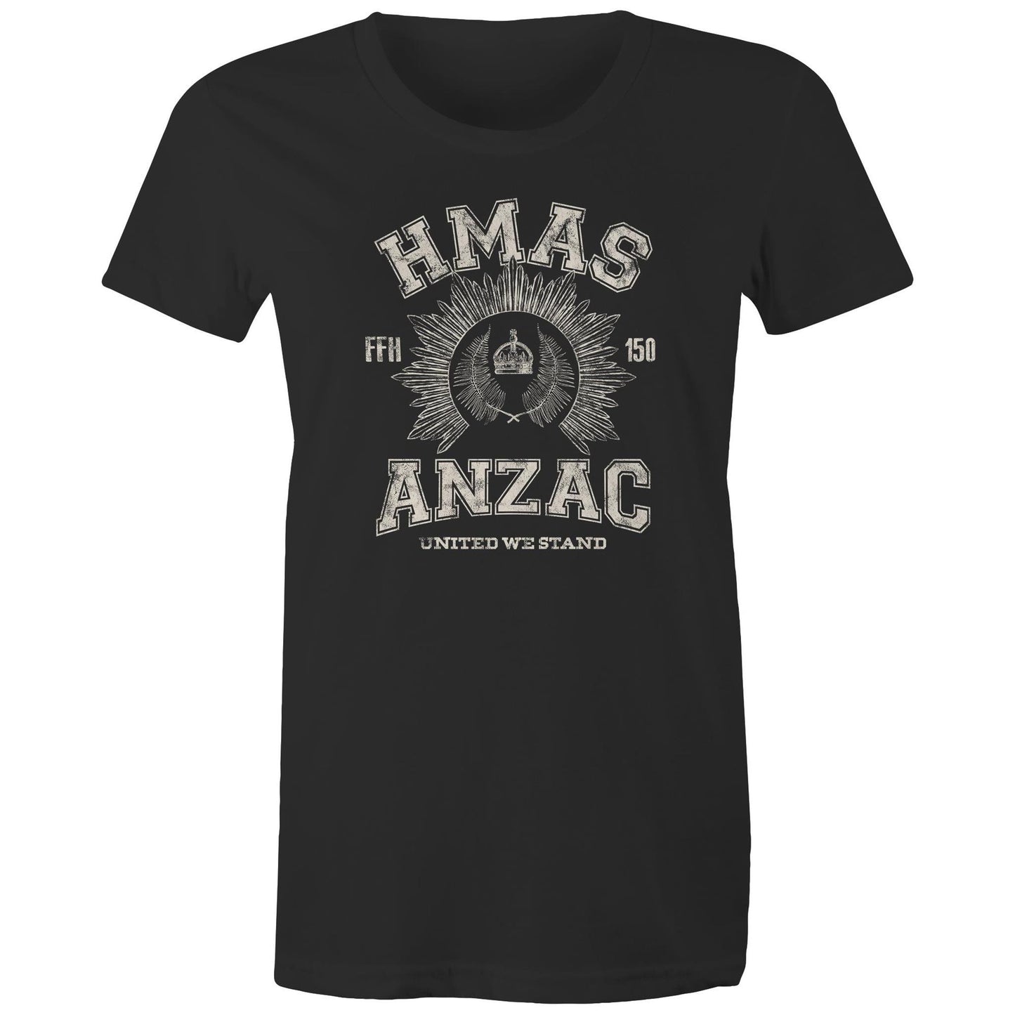 HMAS Anzac (III) FFH150 Women's T-shirt (style Alpha, white)