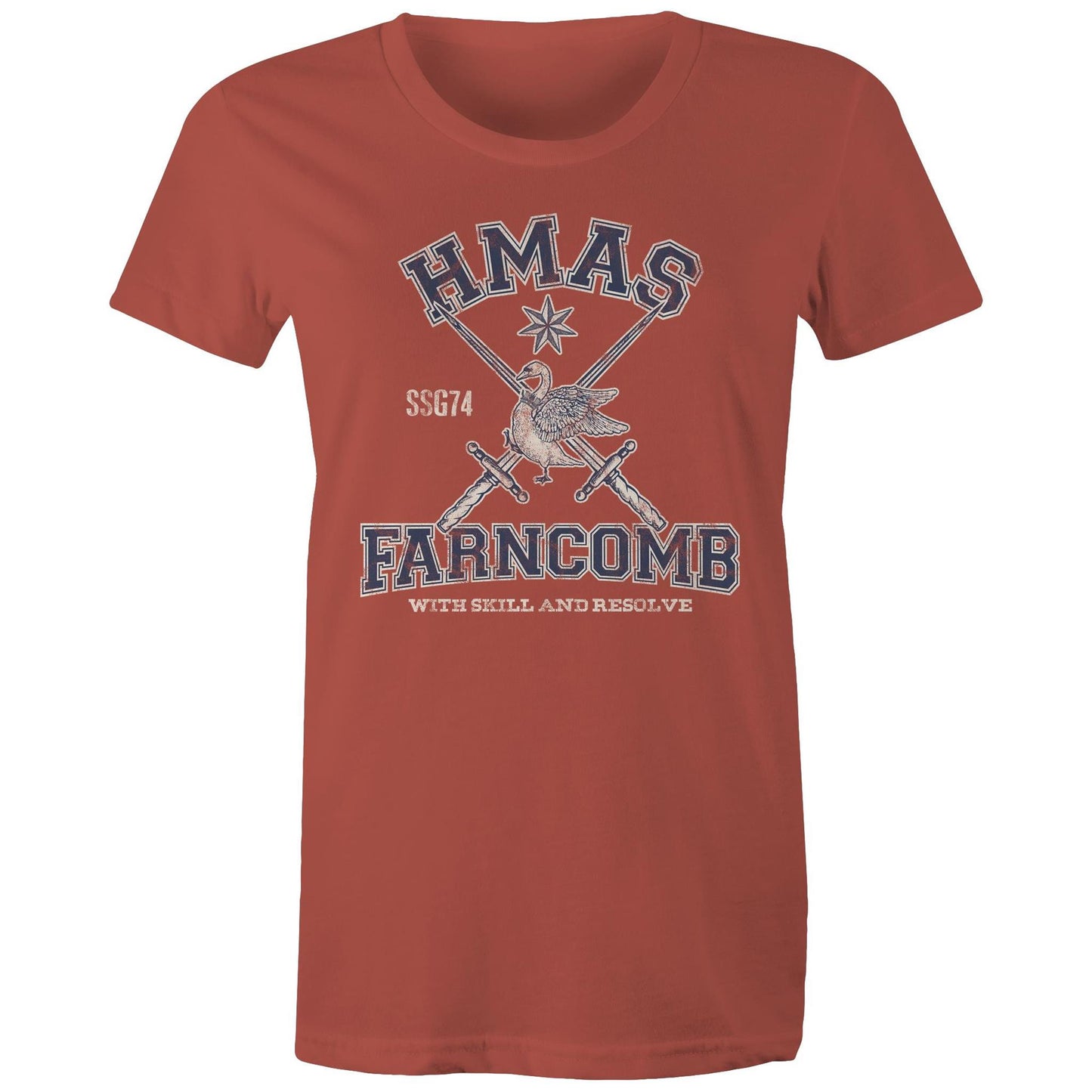 HMAS Farncomb SSG74 Women's T-shirt (style Alpha, blue)