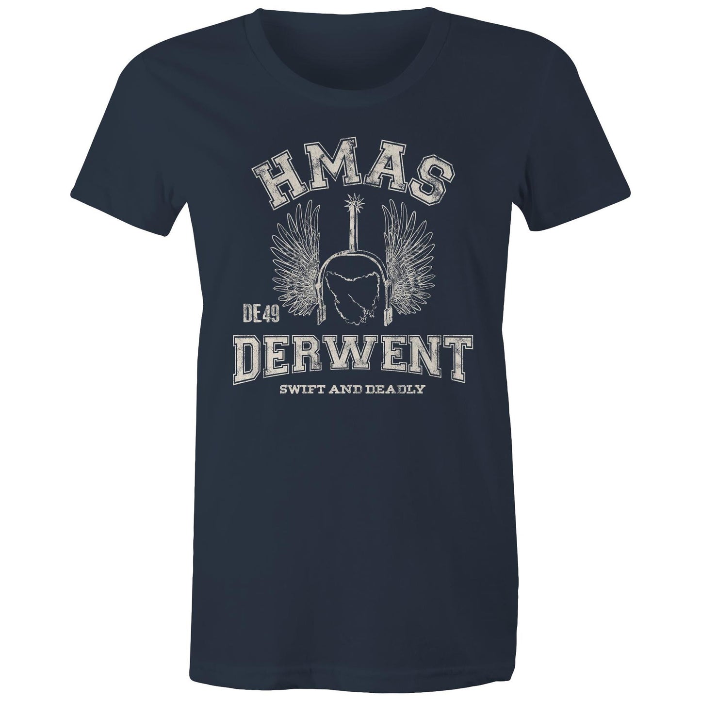 HMAS Derwent DE49 Women's T-shirt (Style Alpha, white)
