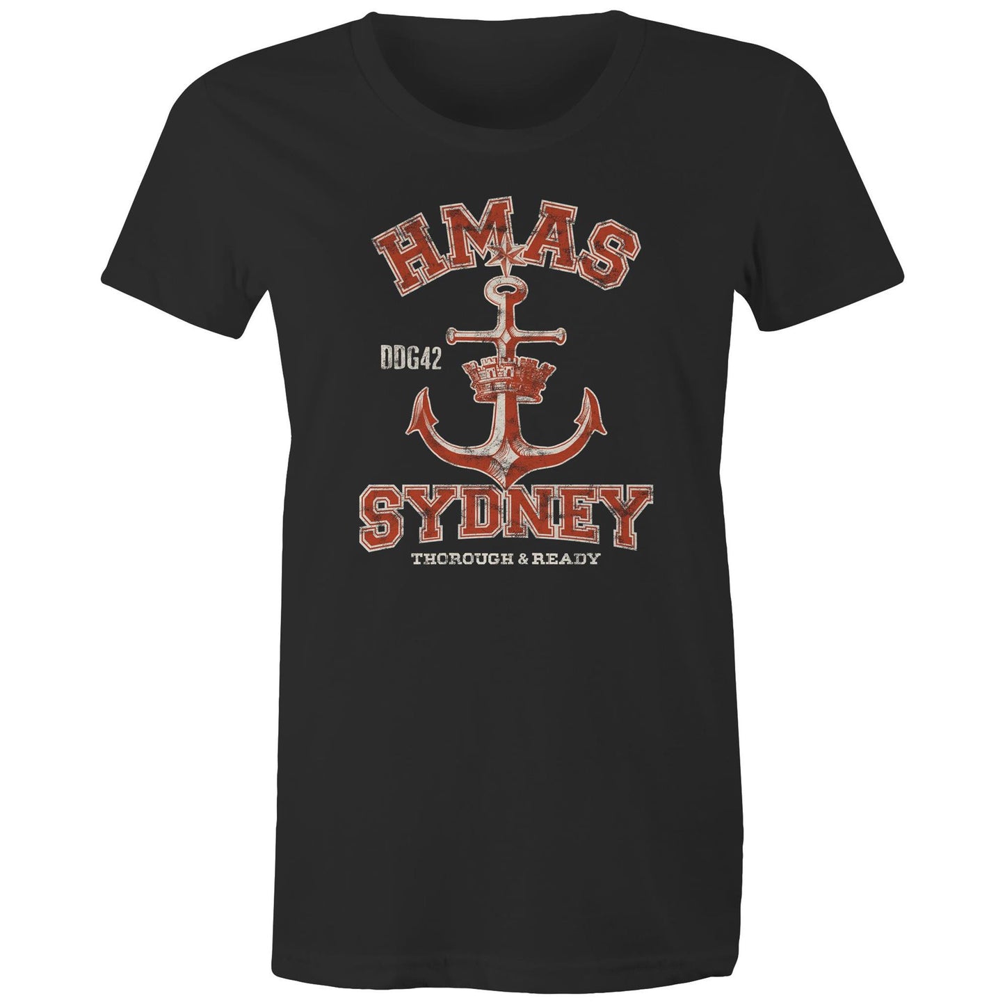 HMAS Sydney (V) DDG42 Women's T-shirt (style Alpha, colour)