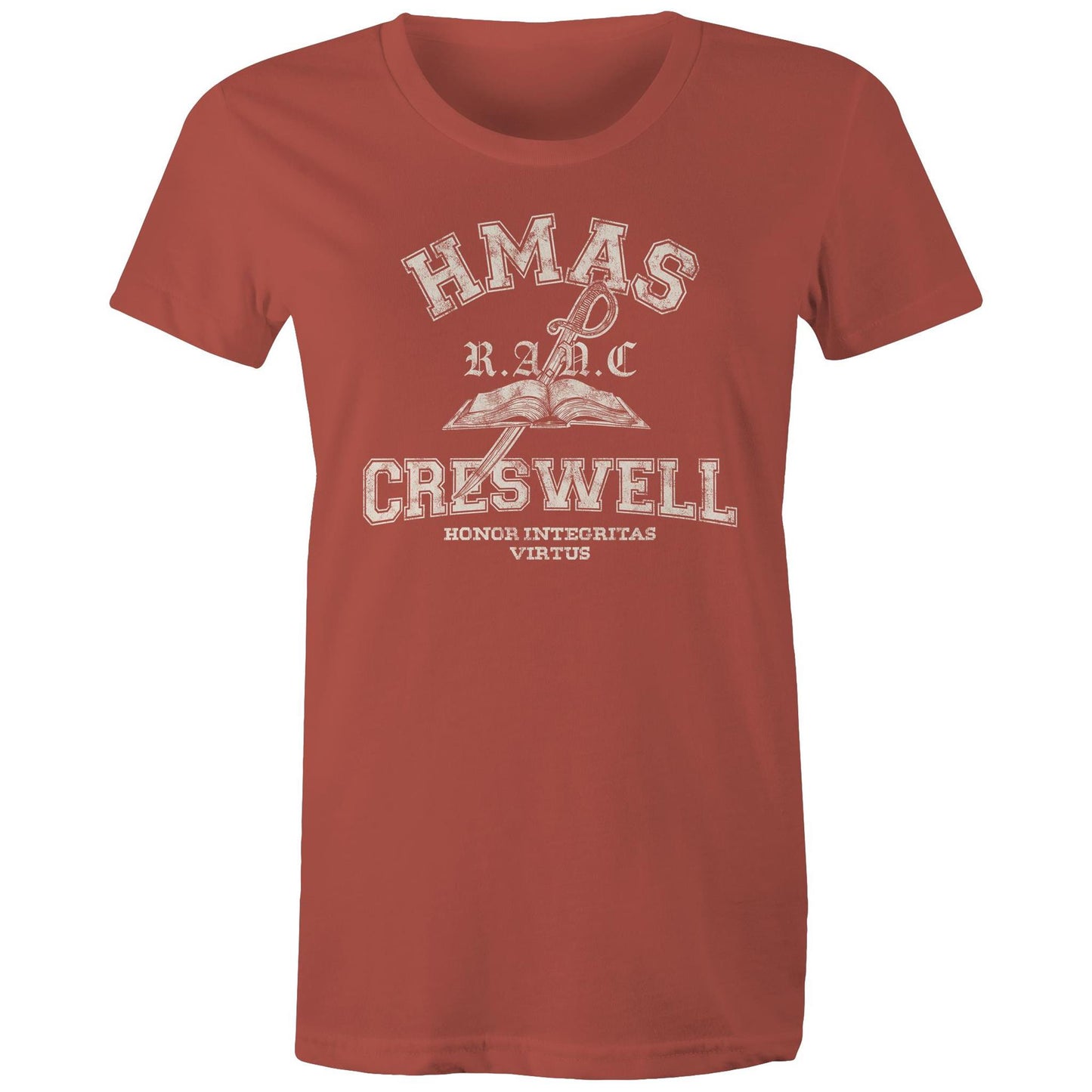 HMAS Creswell Women's T-shirt (style Alpha, white)