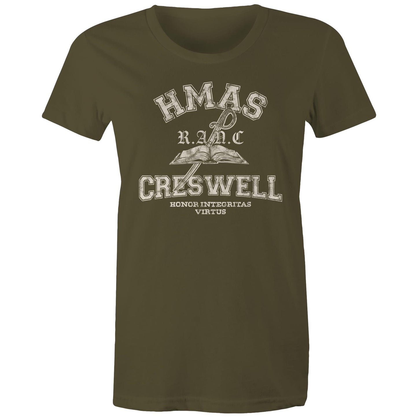 HMAS Creswell Women's T-shirt (style Alpha, white)