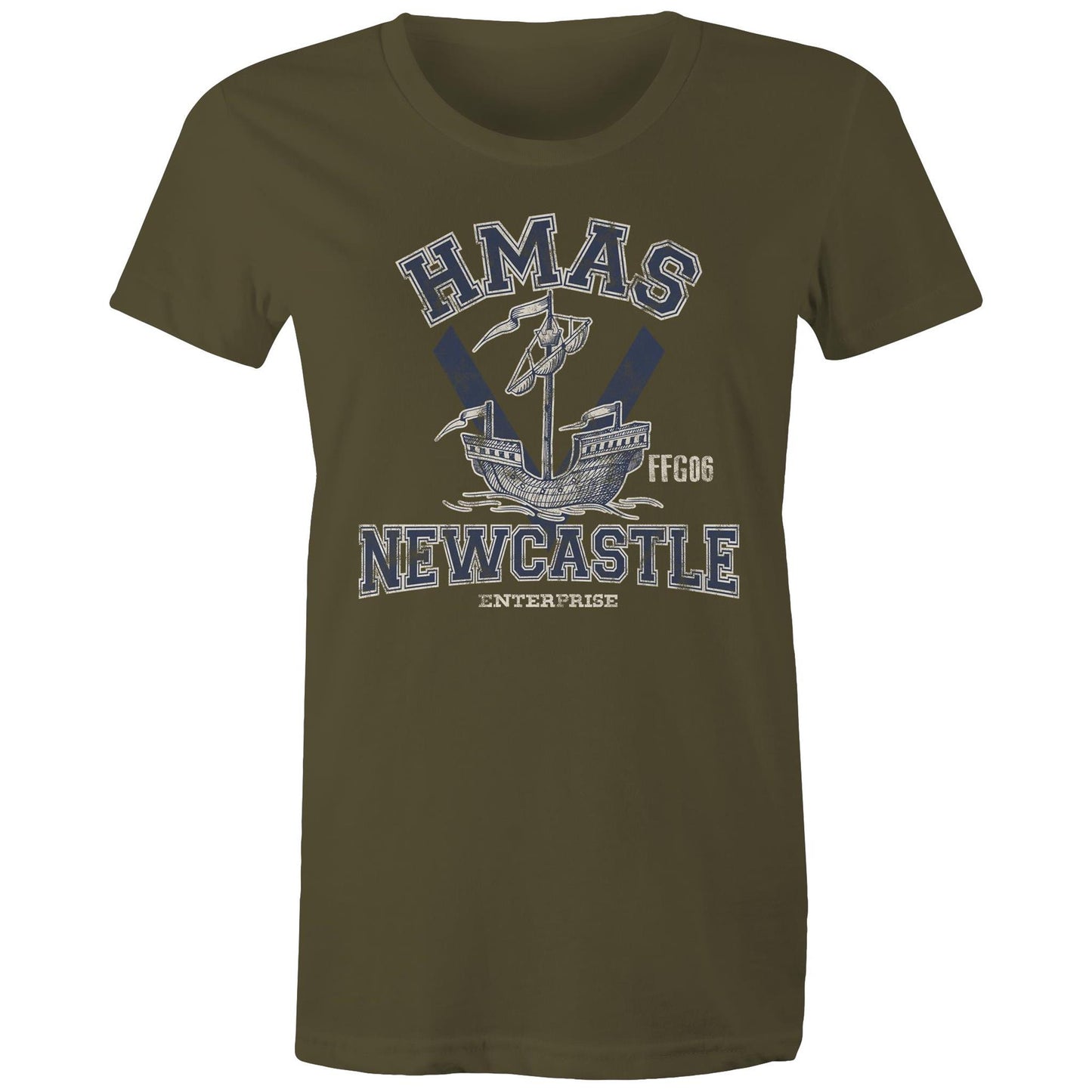 HMAS Newcastle FFG06 Women's T-shirt (style Alpha, blue)