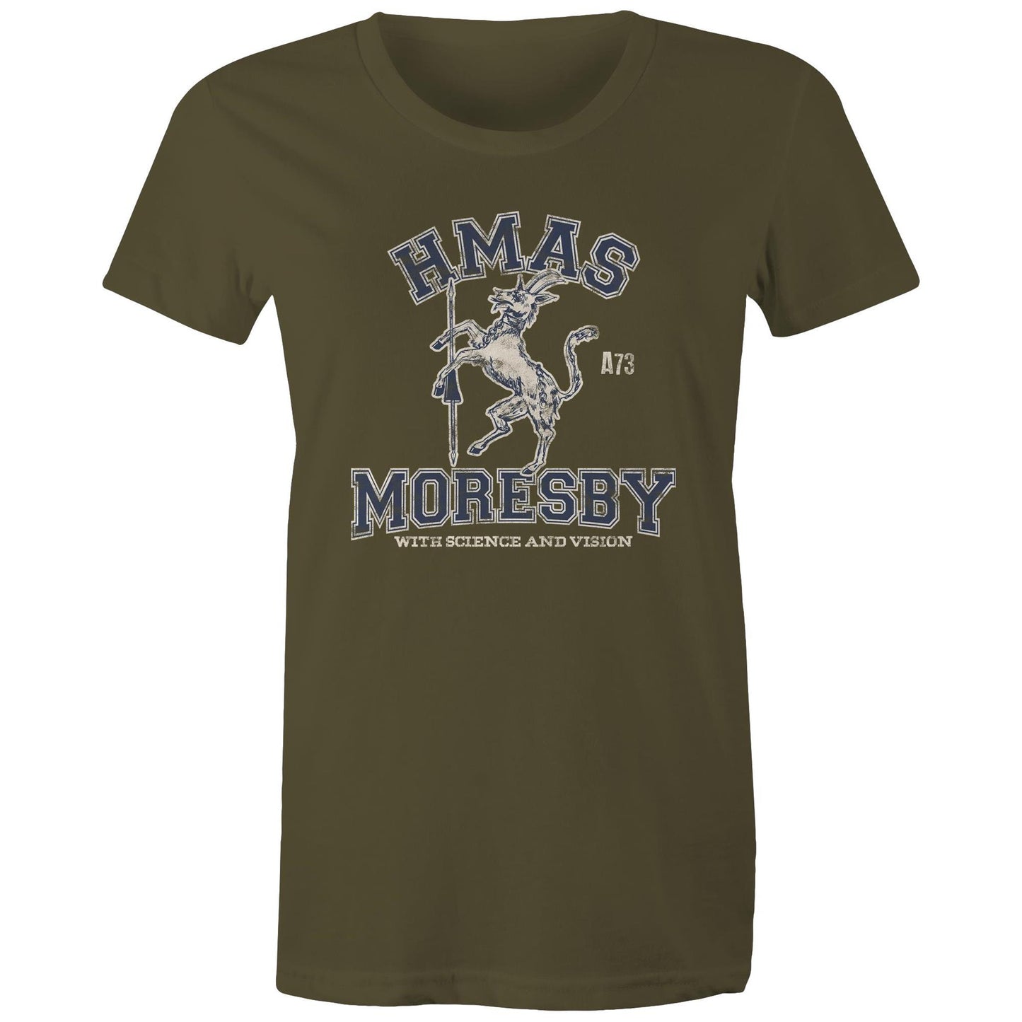 HMAS Moresby (II) A73 Women's T-shirt (style Alpha, blue)