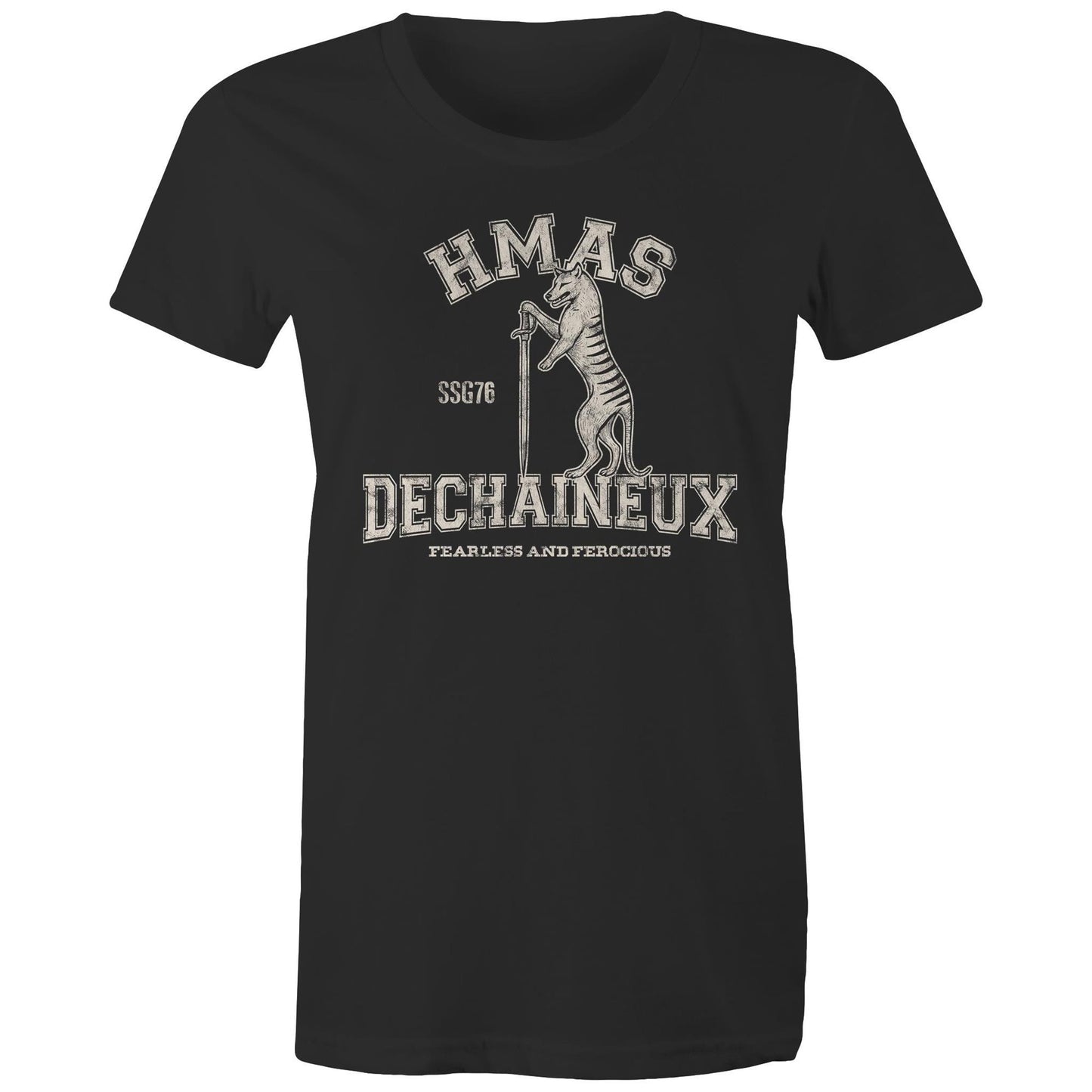 HMAS Dechaineux SSG76 Women's T-shirt (style Alpha, white)
