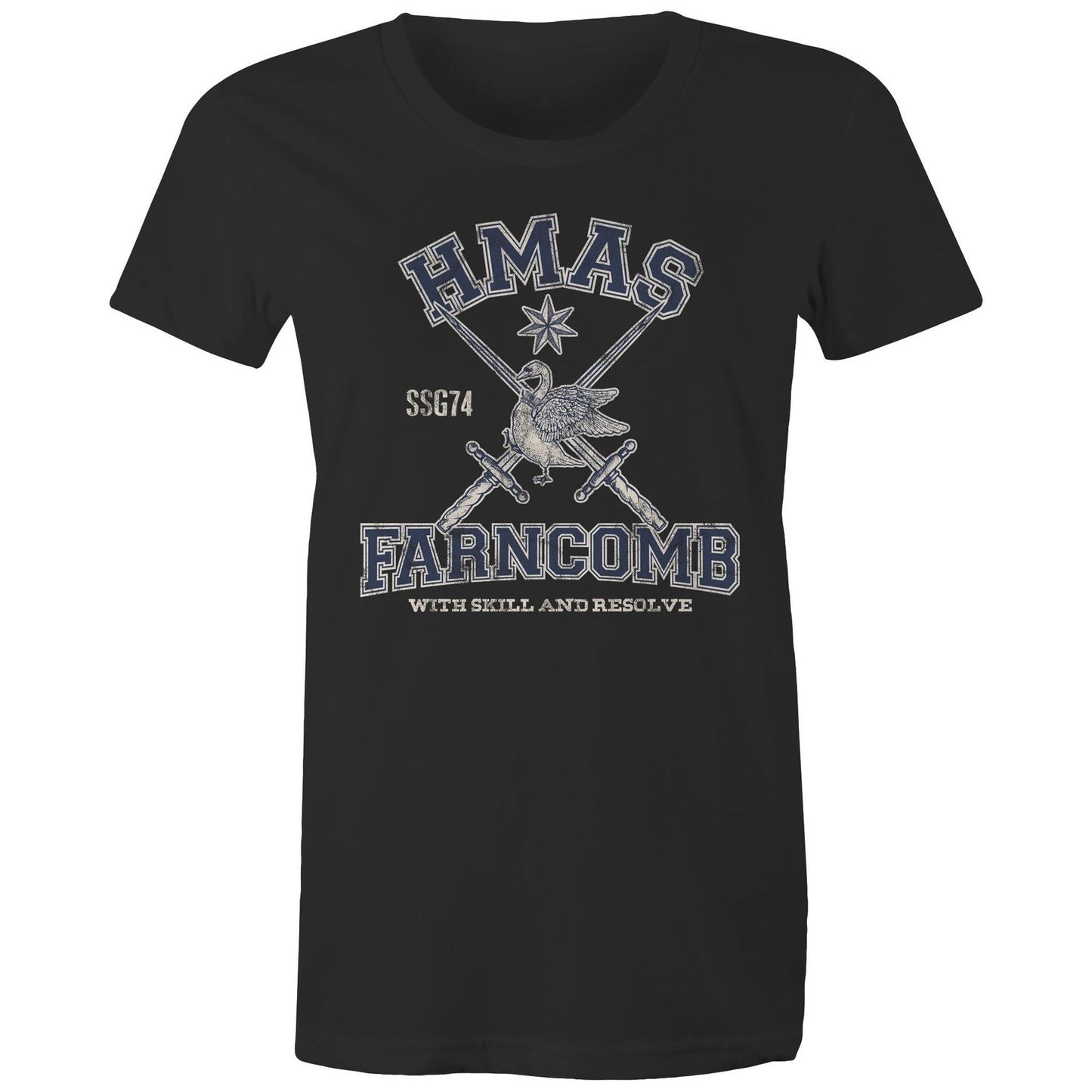 HMAS Farncomb SSG74 Women's T-shirt (style Alpha, blue)