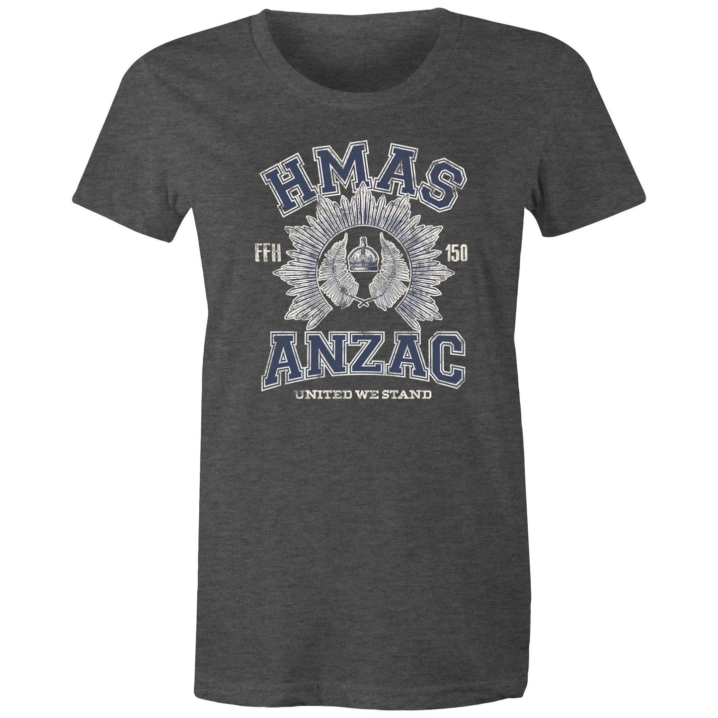 HMAS Anzac (III) FFH150 Women's T-shirt (style Alpha, blue)