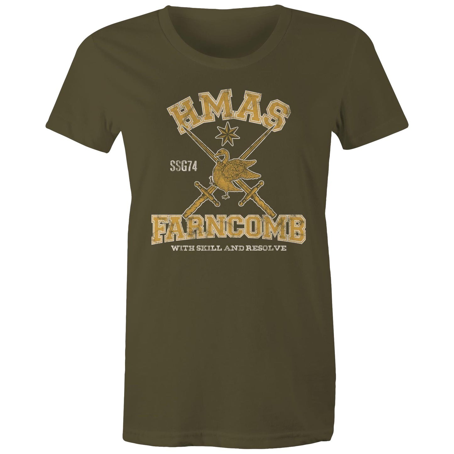 HMAS Farncomb SSG74 Women's T-shirt (style Alpha, colour)