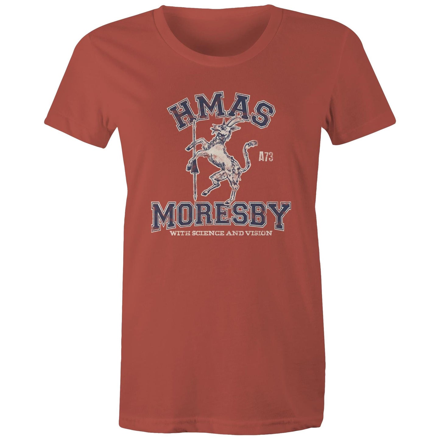 HMAS Moresby (II) A73 Women's T-shirt (style Alpha, blue)