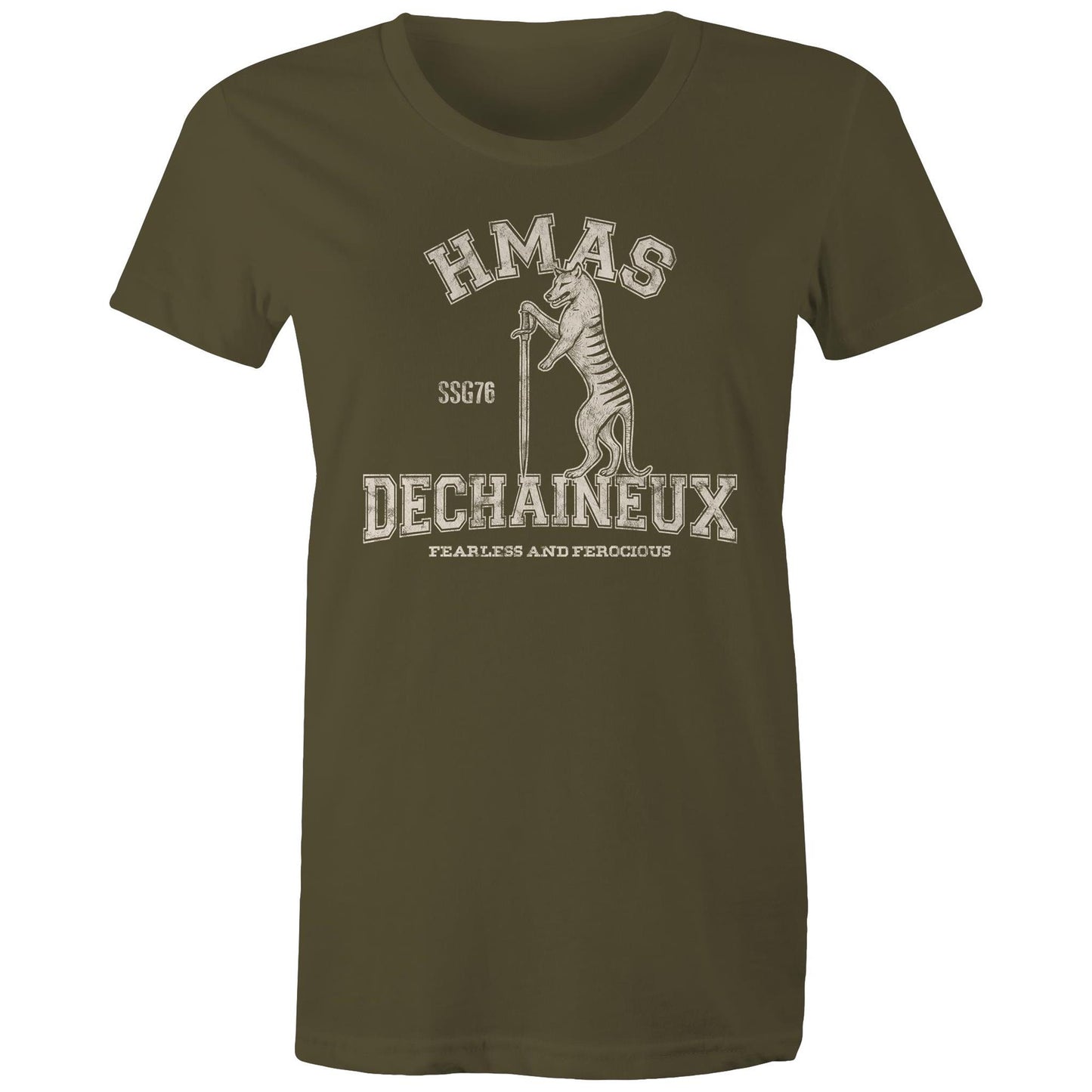 HMAS Dechaineux SSG76 Women's T-shirt (style Alpha, white)