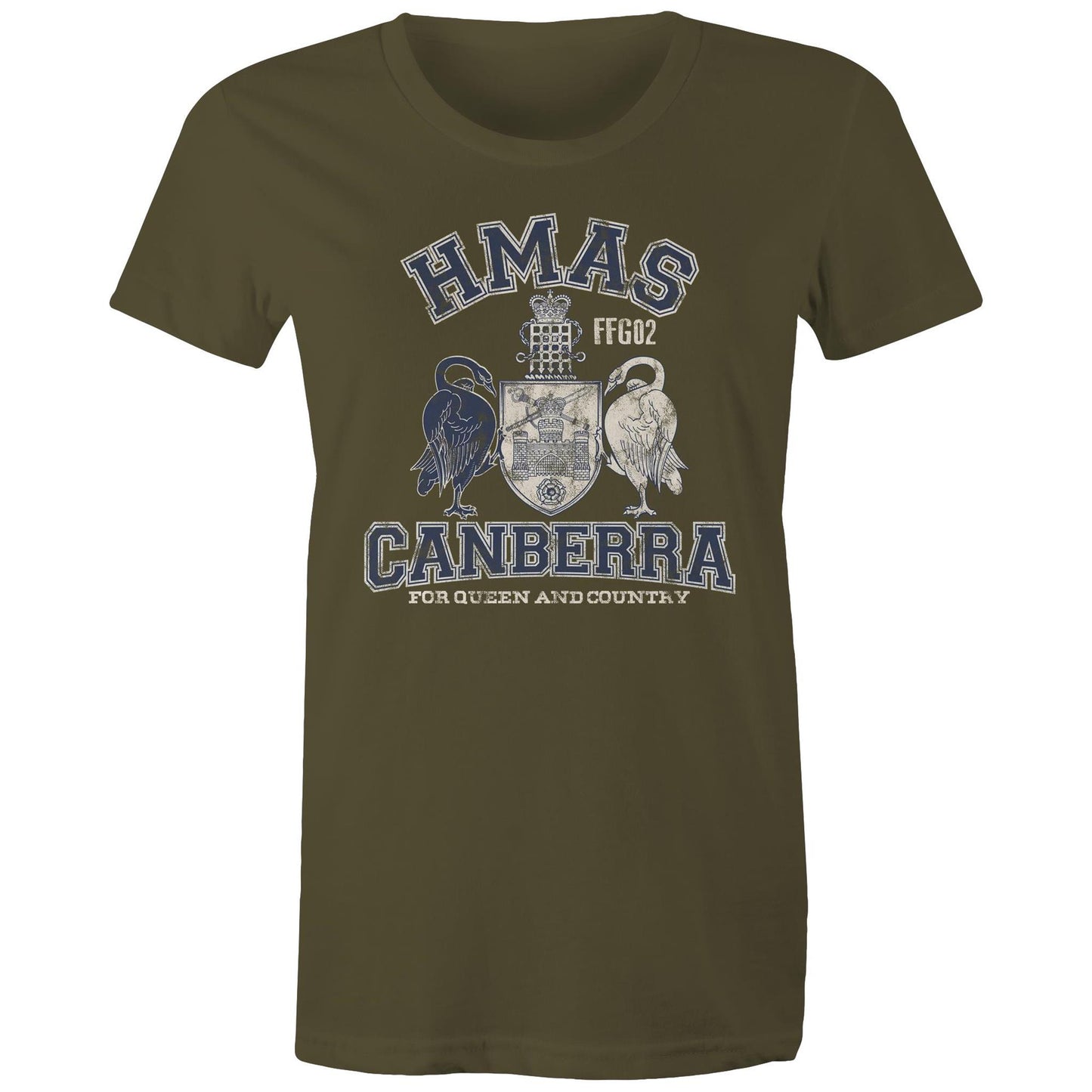 HMAS Canberra (II) FFG02 Women's T-shirt (style Alpha, blue)