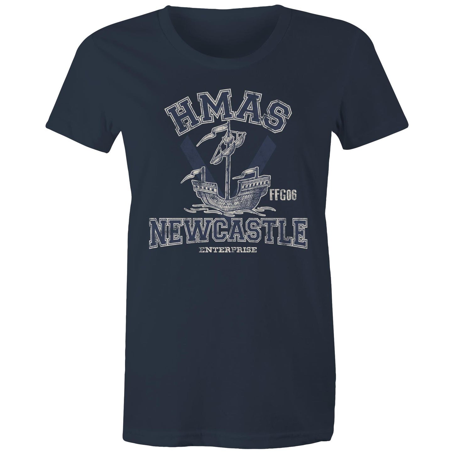 HMAS Newcastle FFG06 Women's T-shirt (style Alpha, blue)