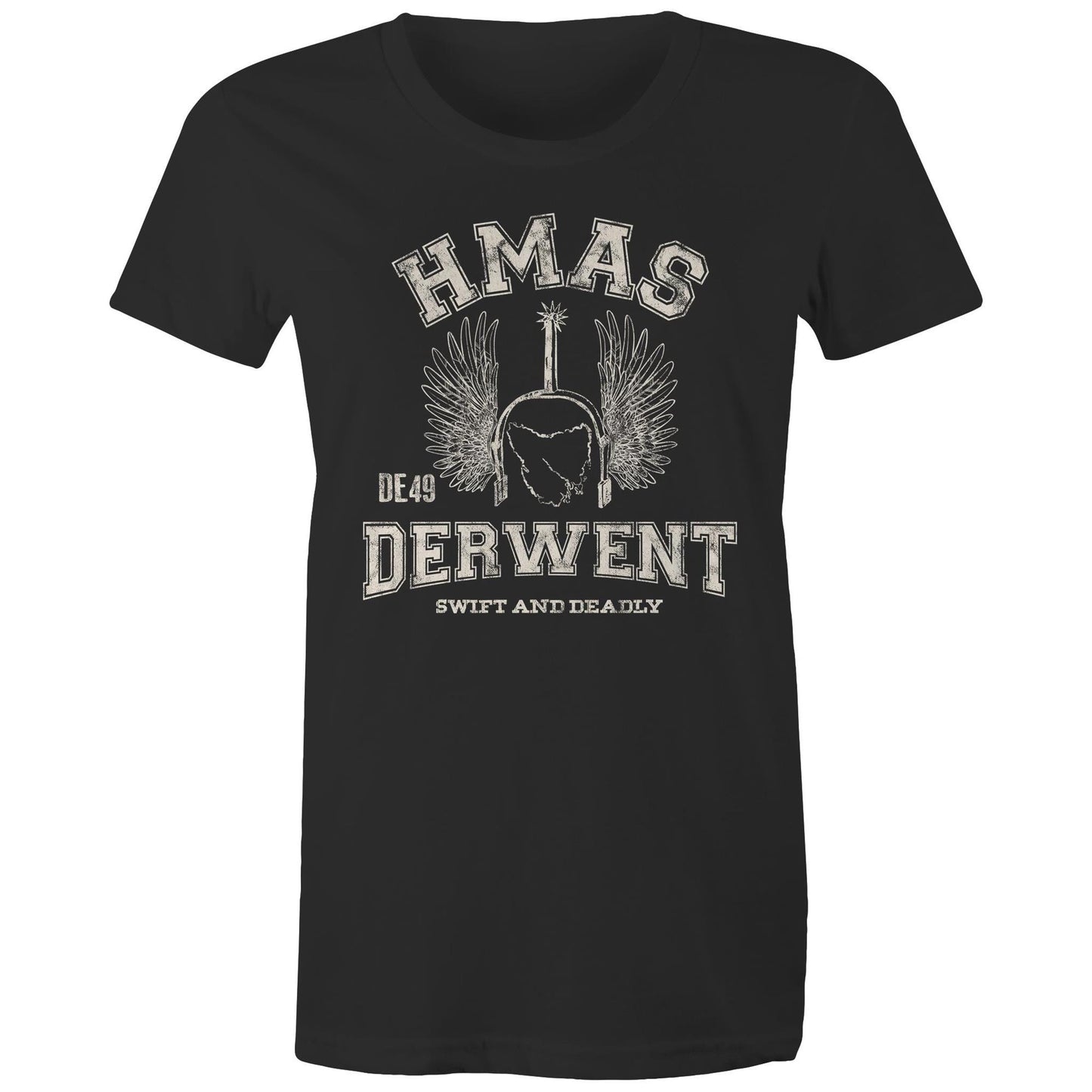 HMAS Derwent DE49 Women's T-shirt (Style Alpha, white)