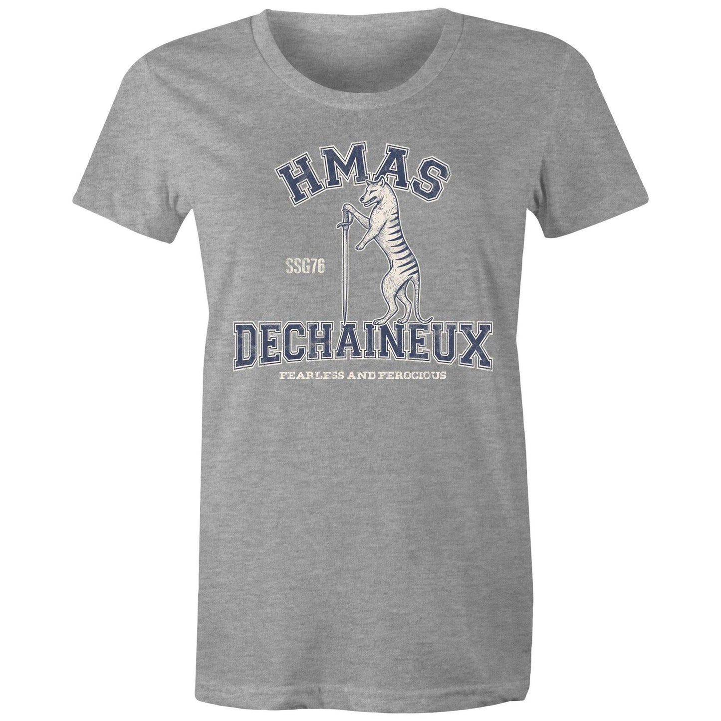HMAS Dechaineux SSG76 Women's T-shirt (style Alpha, blue)