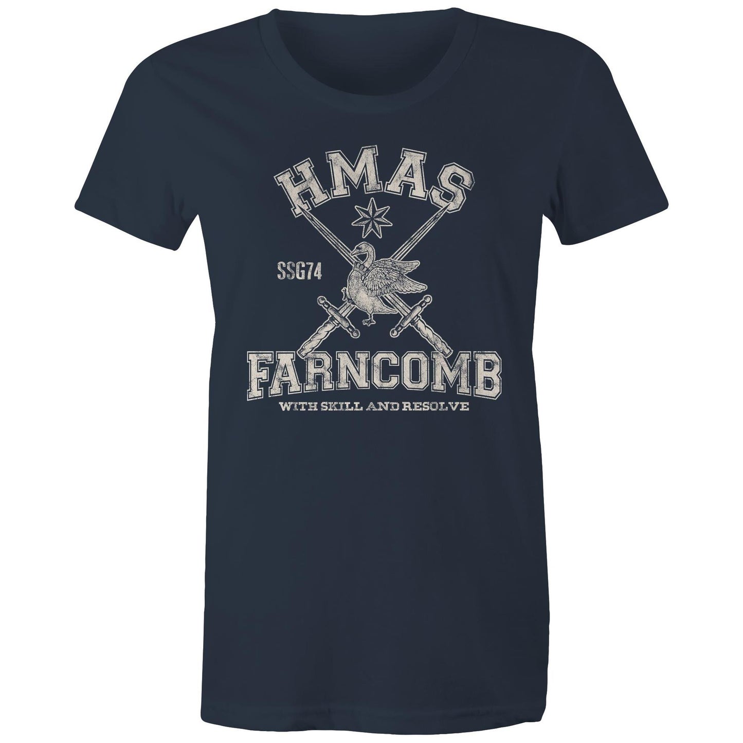 HMAS Farncomb SSG74 Women's T-shirt (style Alpha, white)