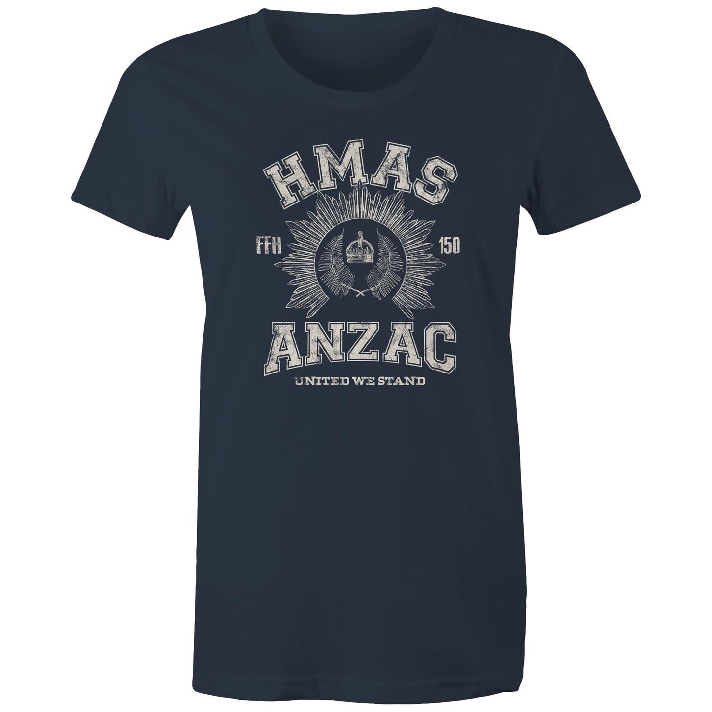 HMAS Anzac (III) FFH150 Women's T-shirt (style Alpha, white)