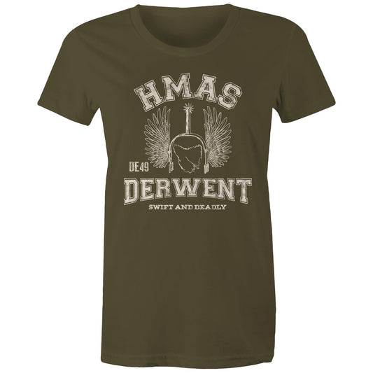 HMAS Derwent DE49 Women's T-shirt (Style Alpha, white)