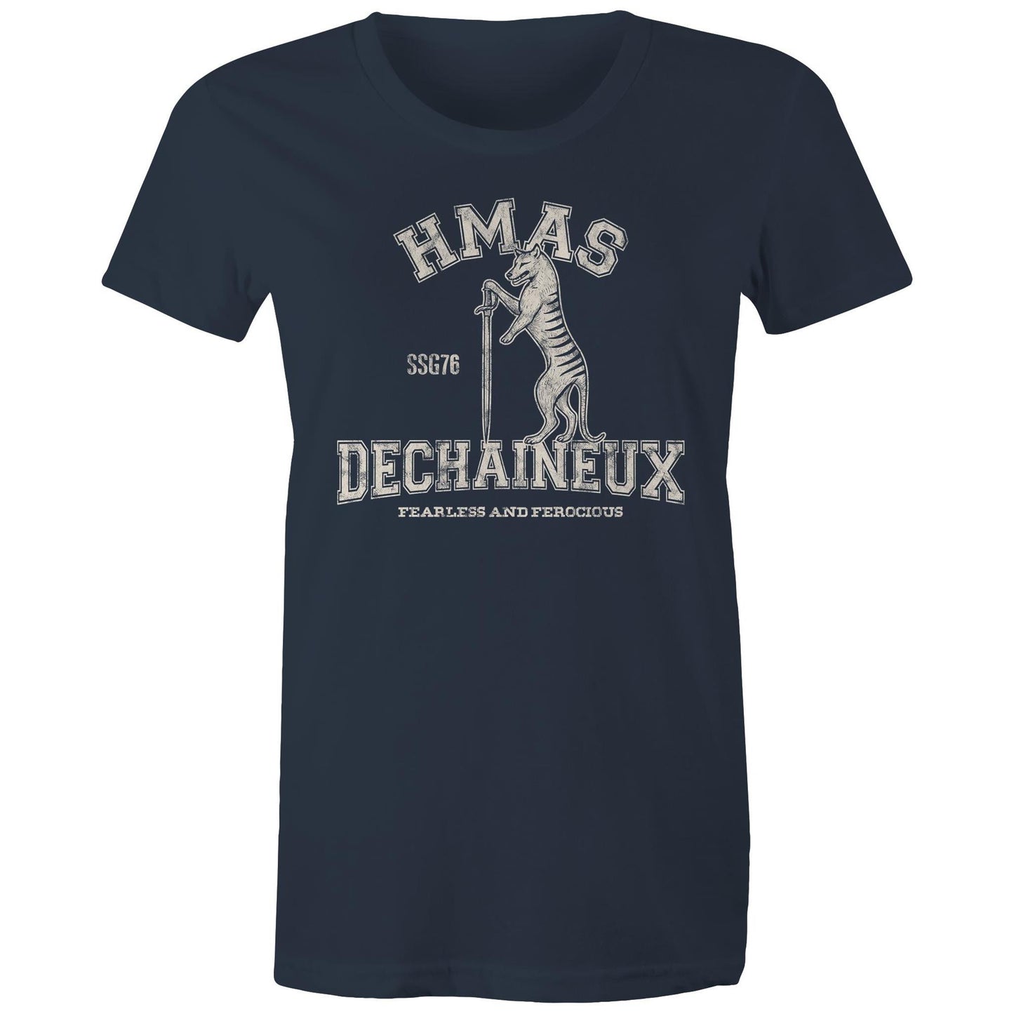HMAS Dechaineux SSG76 Women's T-shirt (style Alpha, white)