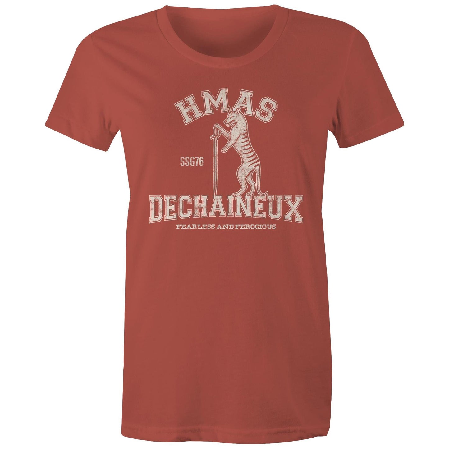 HMAS Dechaineux SSG76 Women's T-shirt (style Alpha, white)